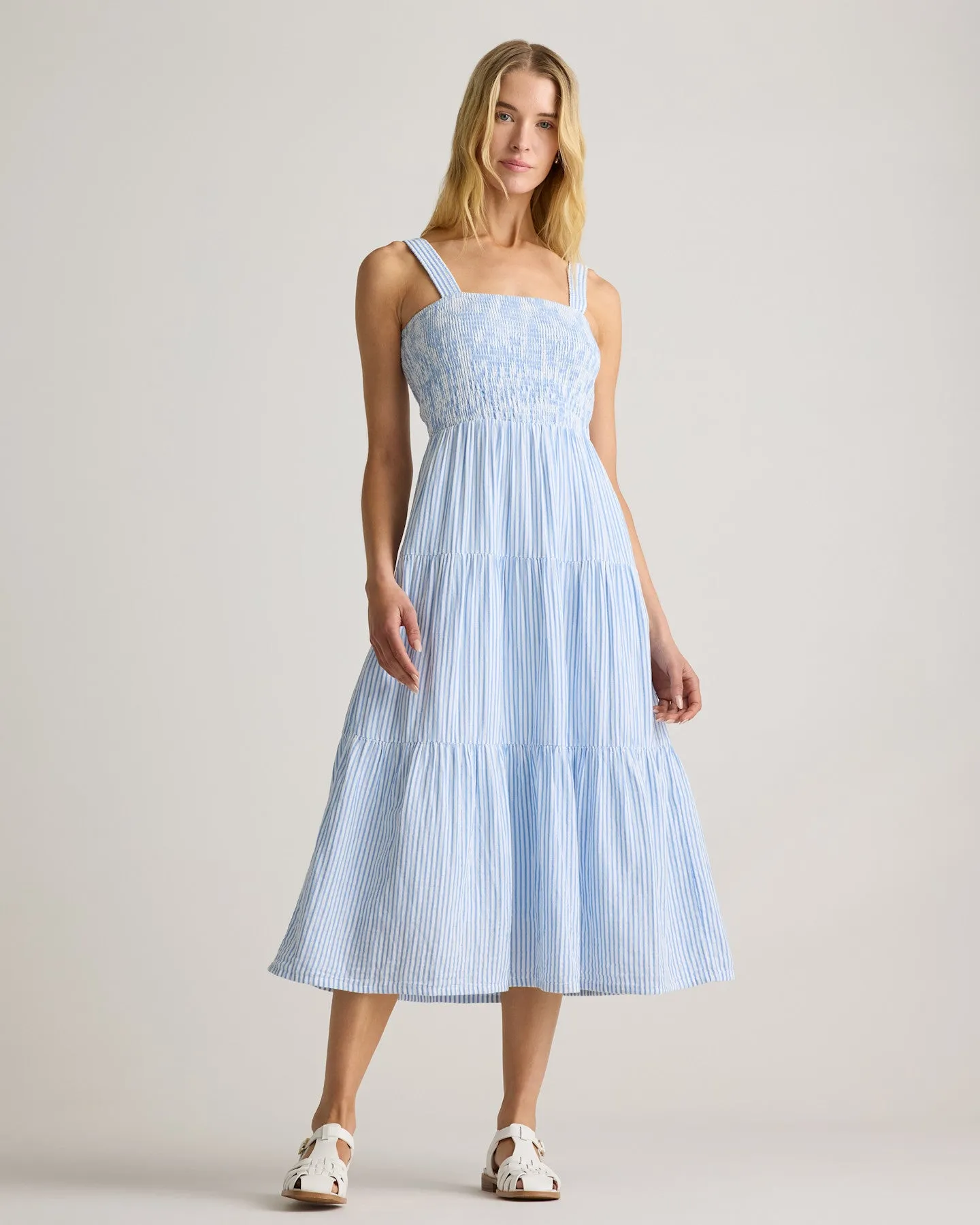 100% Organic Cotton Gauze Smocked Sleeveless Maxi Dress