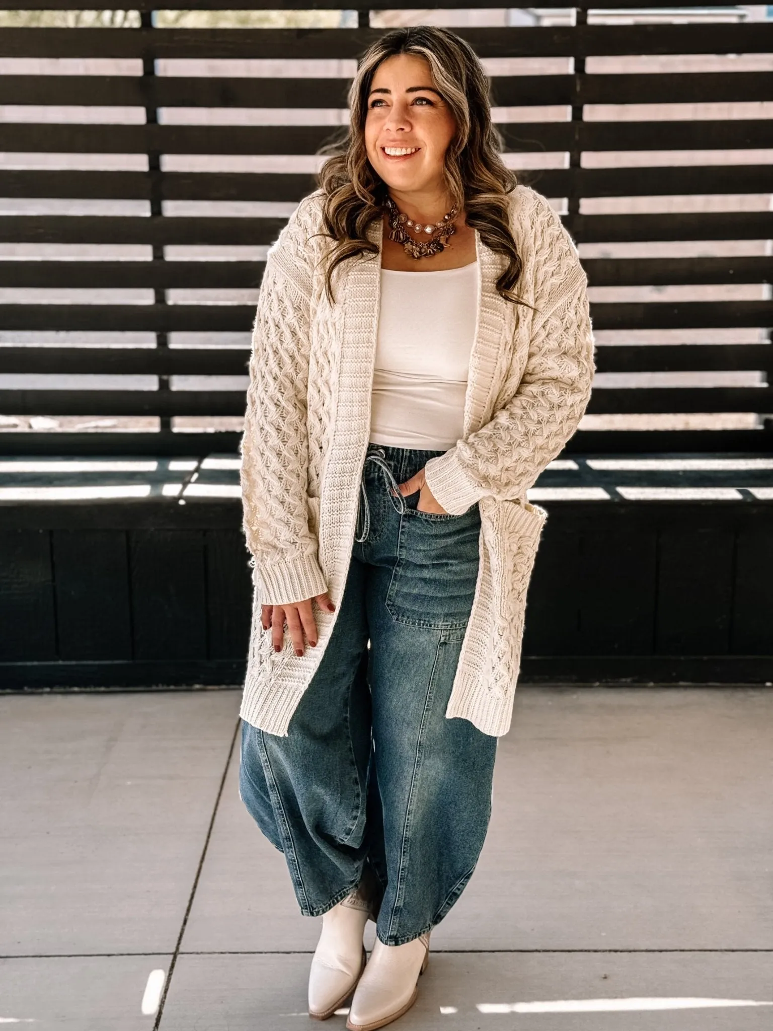 Autumn Haven Boho Western Knit Cardigan, Cream