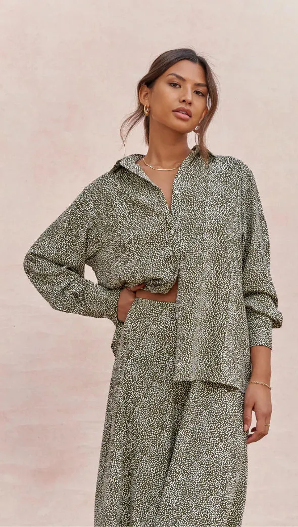 Ayla Shirt - Khaki Print