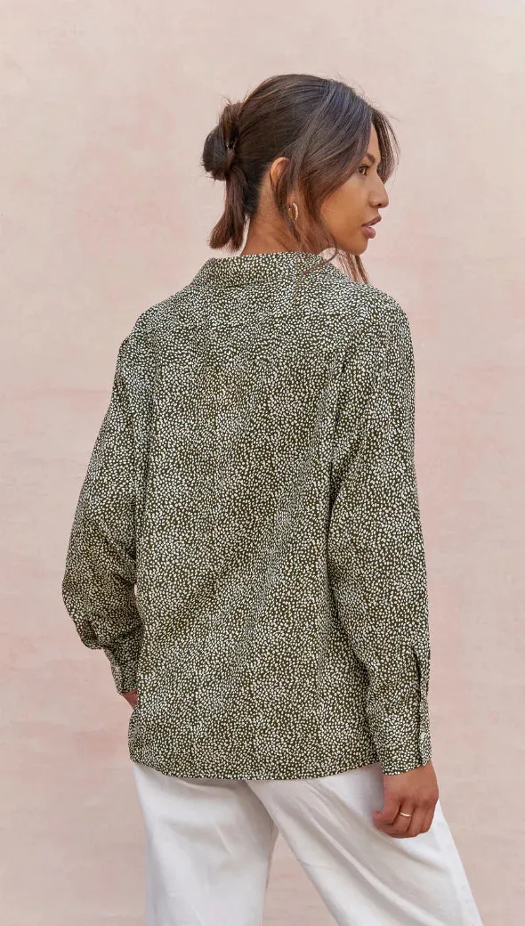 Ayla Shirt - Khaki Print