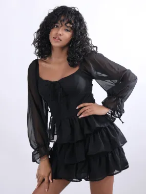 Black Georgette Mini Dress
