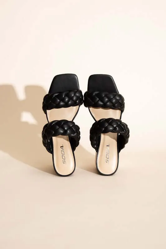 BUGGY-S Braided Straps Mule Heels Sandals
