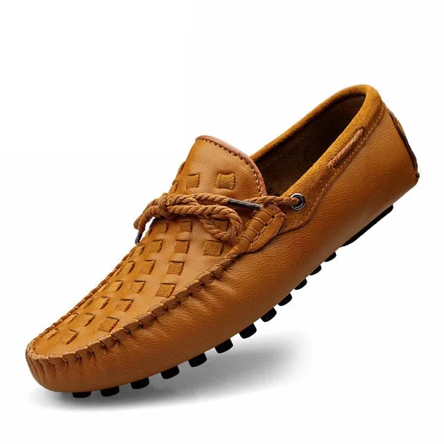 Casual Flats Men Shoes Breathable Loafers Genuine Leather Comfortable Slip Moccasins