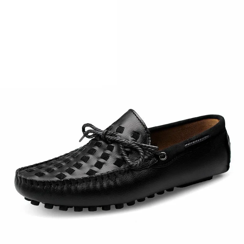Casual Flats Men Shoes Breathable Loafers Genuine Leather Comfortable Slip Moccasins