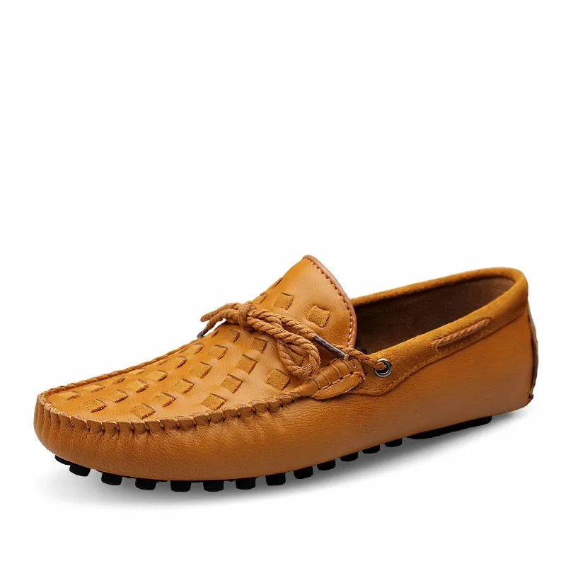 Casual Flats Men Shoes Breathable Loafers Genuine Leather Comfortable Slip Moccasins