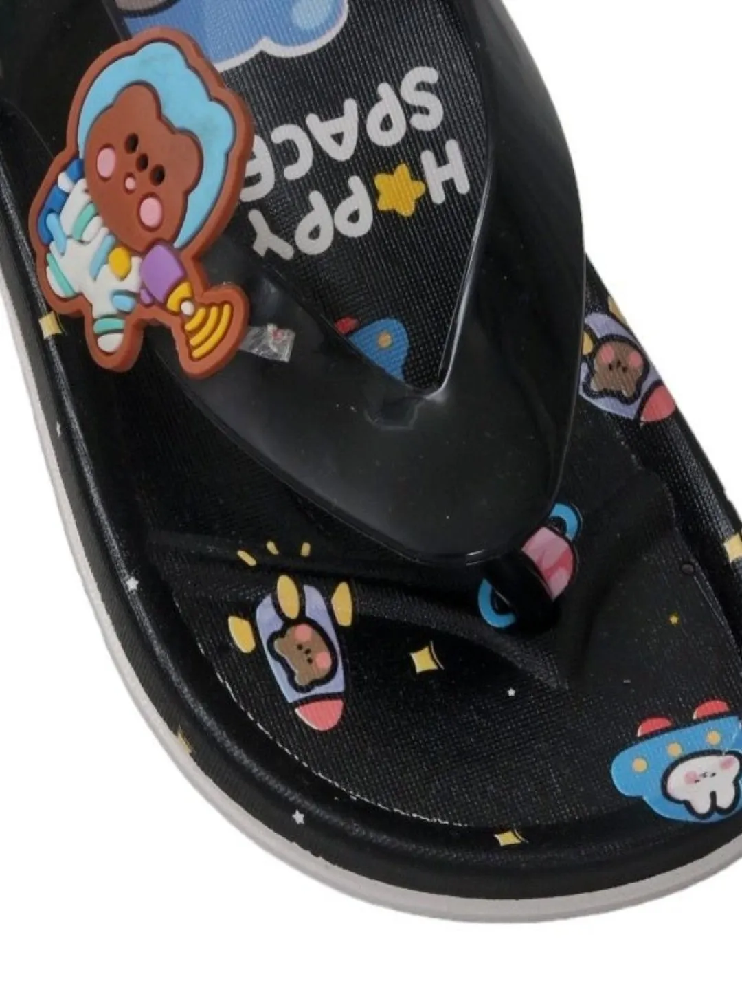 Children’s Space Themed Flip Flops, Black