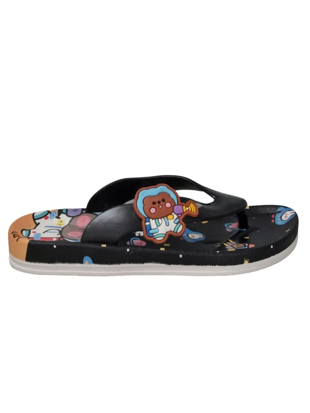 Children’s Space Themed Flip Flops, Black