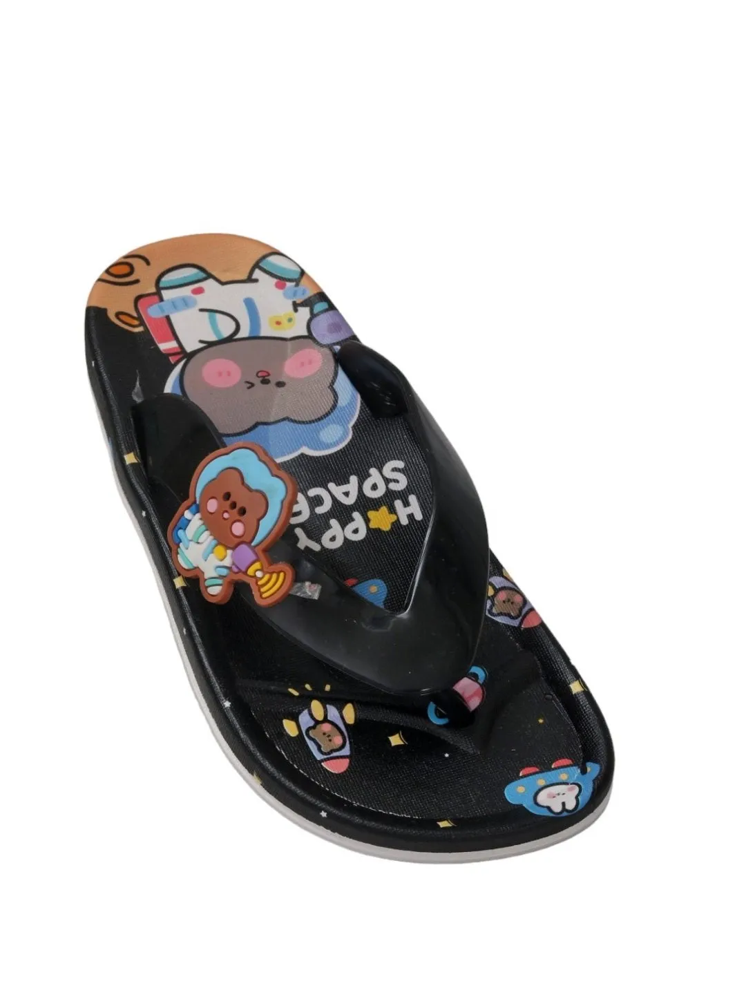 Children’s Space Themed Flip Flops, Black