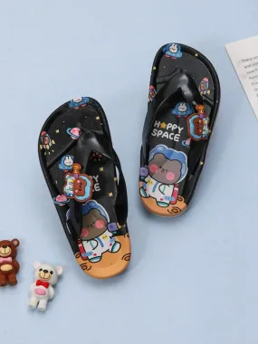 Children’s Space Themed Flip Flops, Black