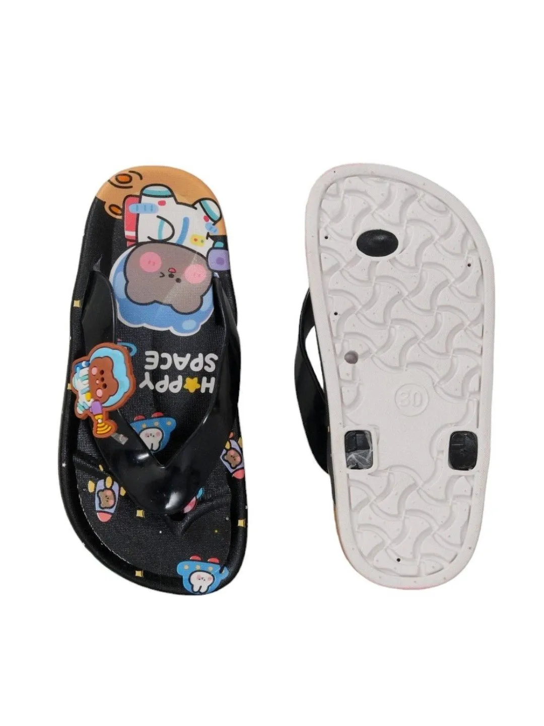 Children’s Space Themed Flip Flops, Black