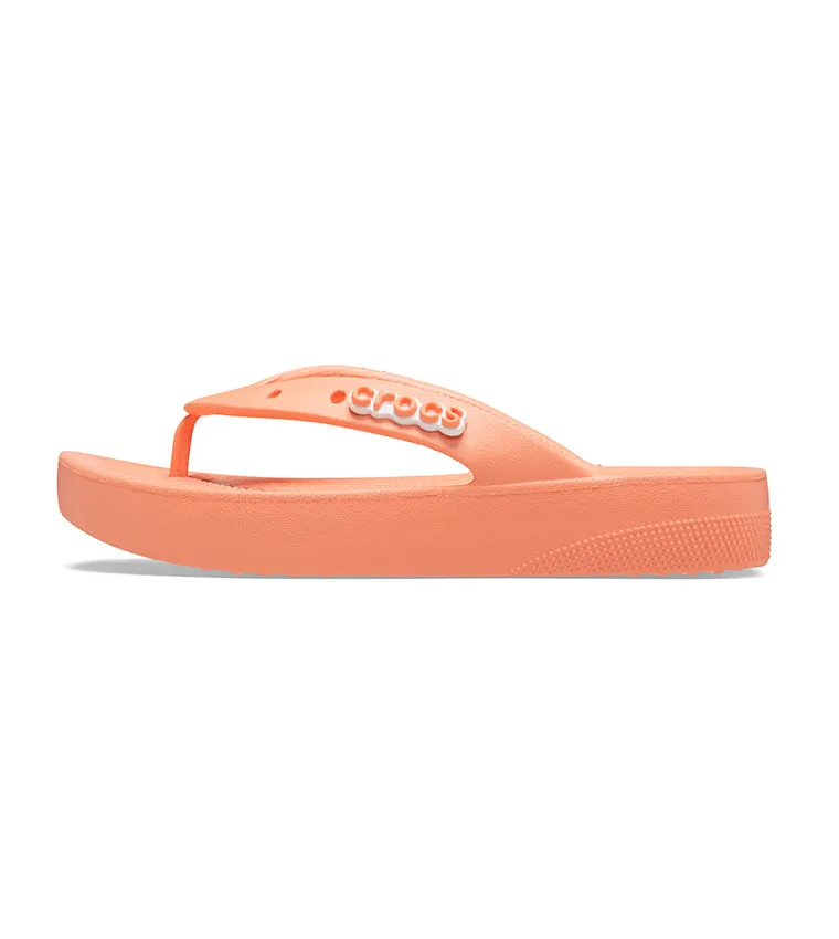Crocs Women's Classic Flip Flops Platform Sandals | Papaya