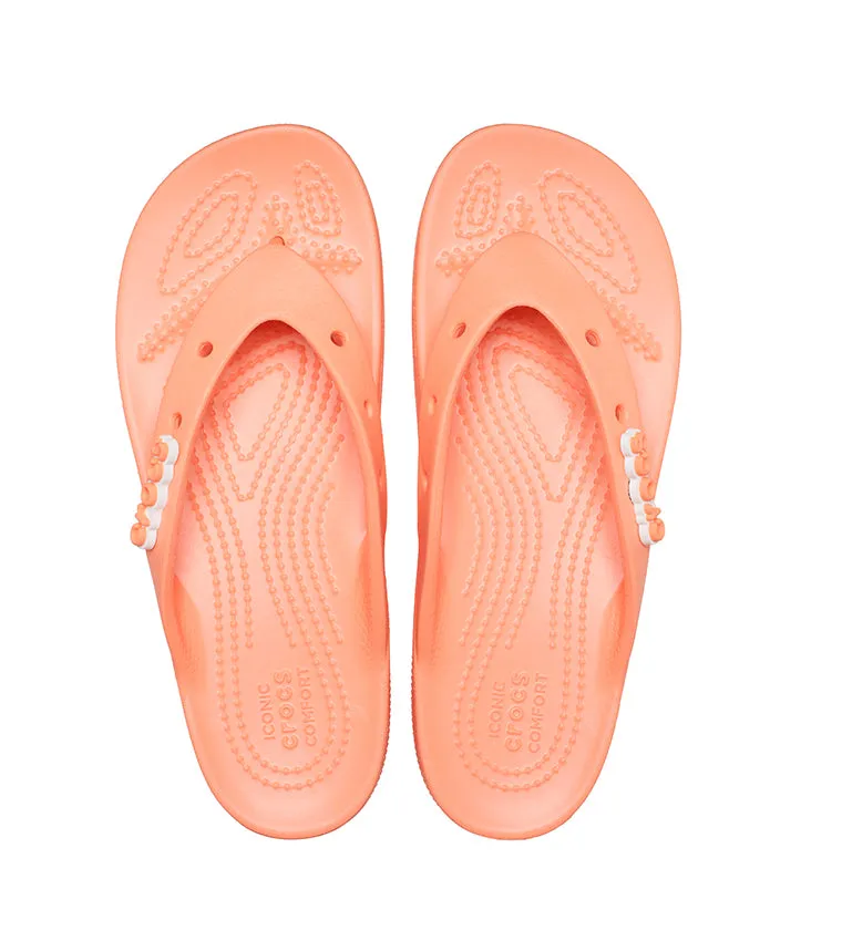 Crocs Women's Classic Flip Flops Platform Sandals | Papaya