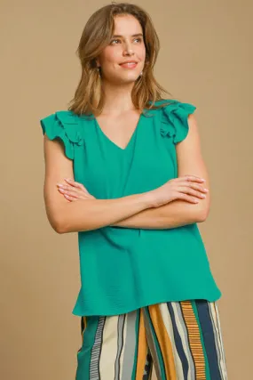 Double Layered Ruffle Sleeve Blouse