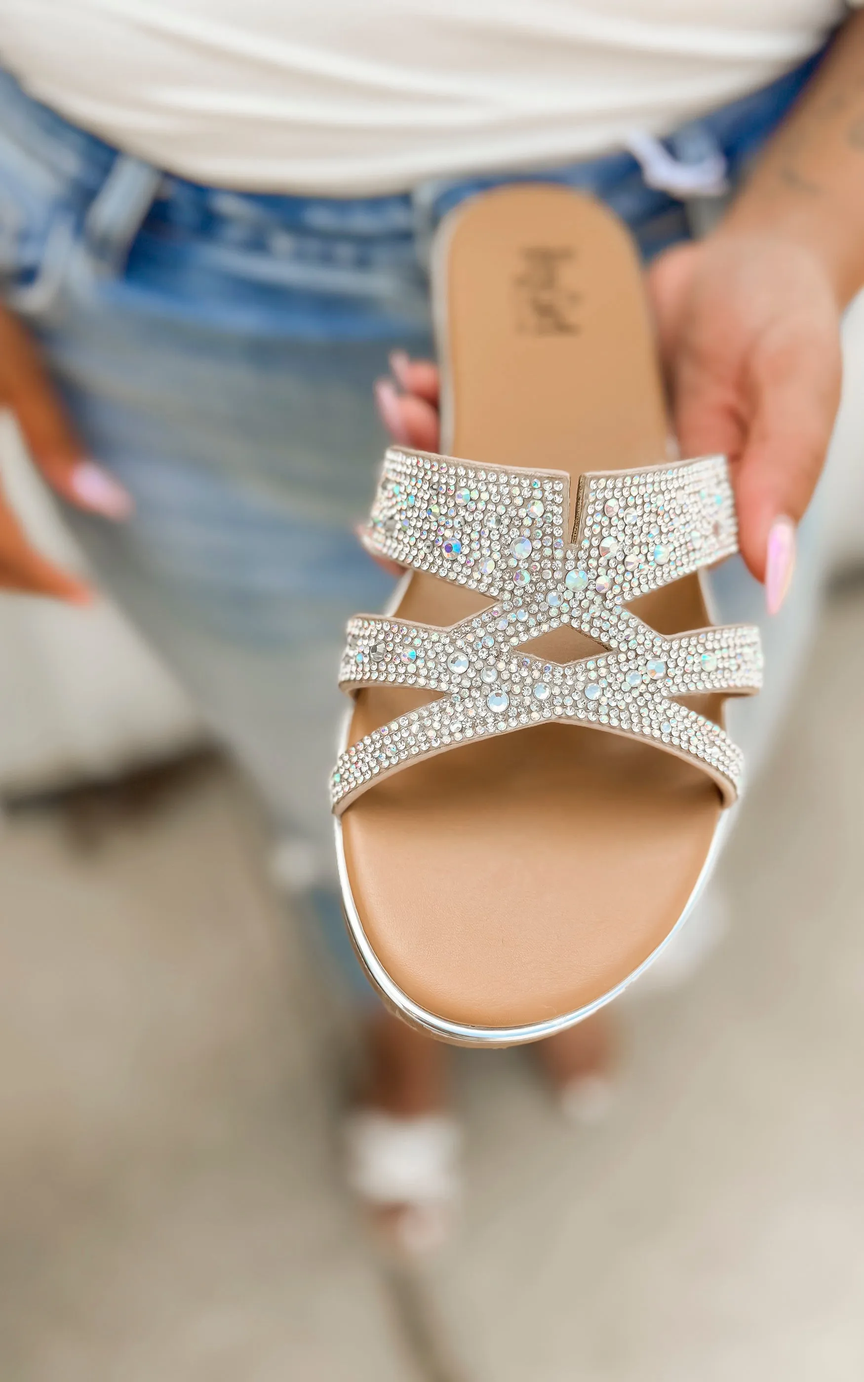 Flair Clear Rhinestone Sandals | Corky - Final Sale