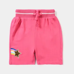 Girls Cotton Terry Short Rainbow & Star-Pink