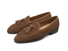 Grand Seine Tassel Loafers in Tan Noble Suede
