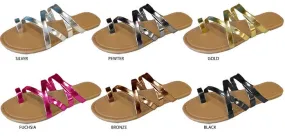 ladies mirror metallic strappy sandal Case of 36