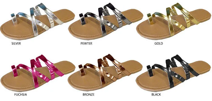 ladies mirror metallic strappy sandal Case of 36