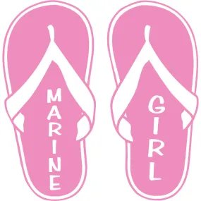 Marine Girl Pink Flip Flops 4" Vinyl Transfer