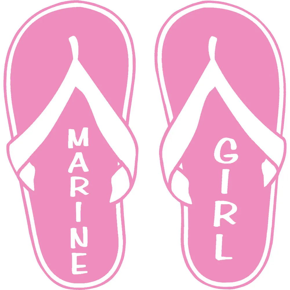 Marine Girl Pink Flip Flops 4" Vinyl Transfer