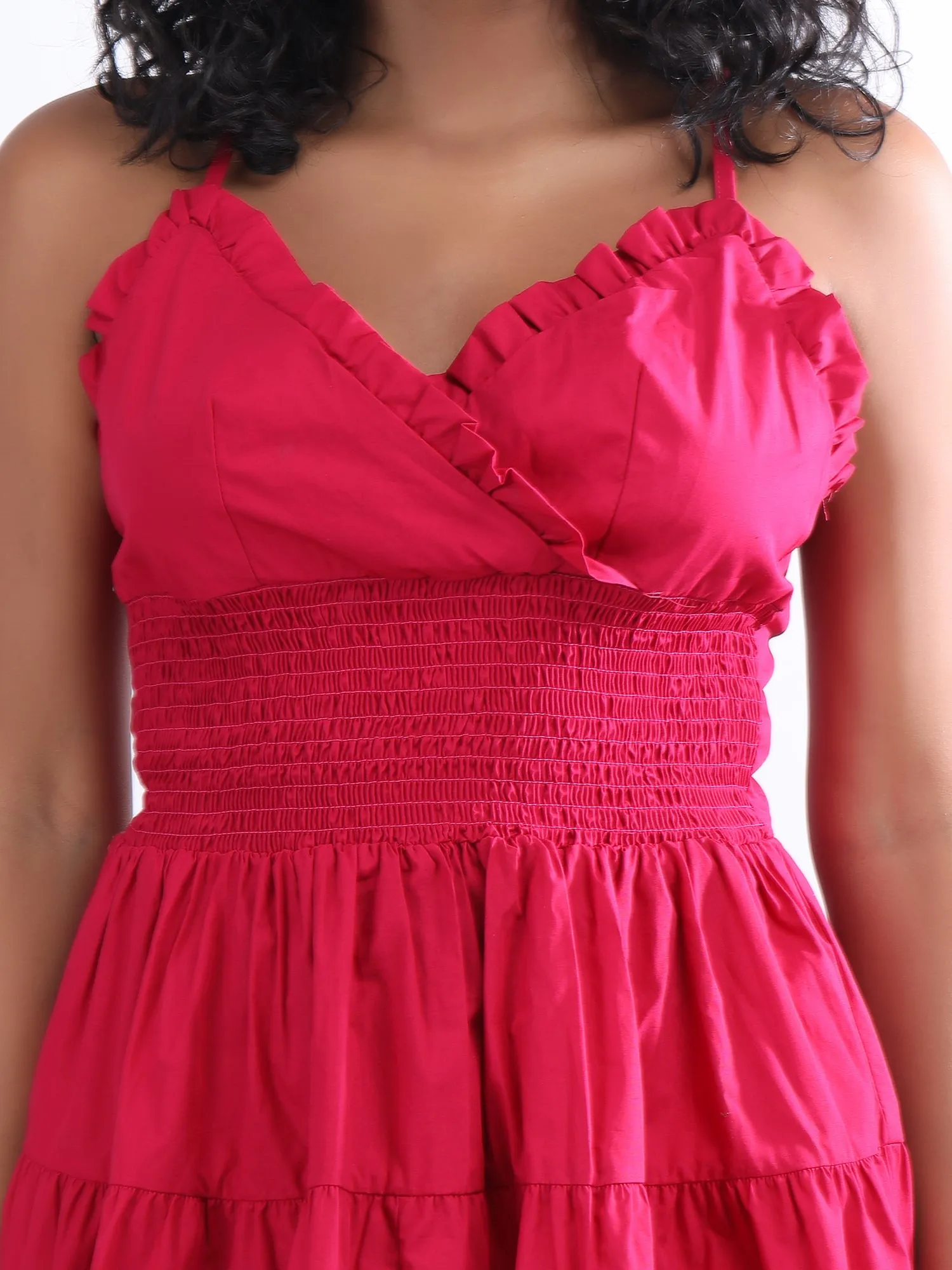 Pink skater waist smoking mini dress