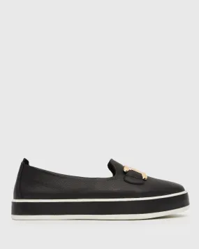 PRE-ORDER NED Gold Trim Leather Loafers