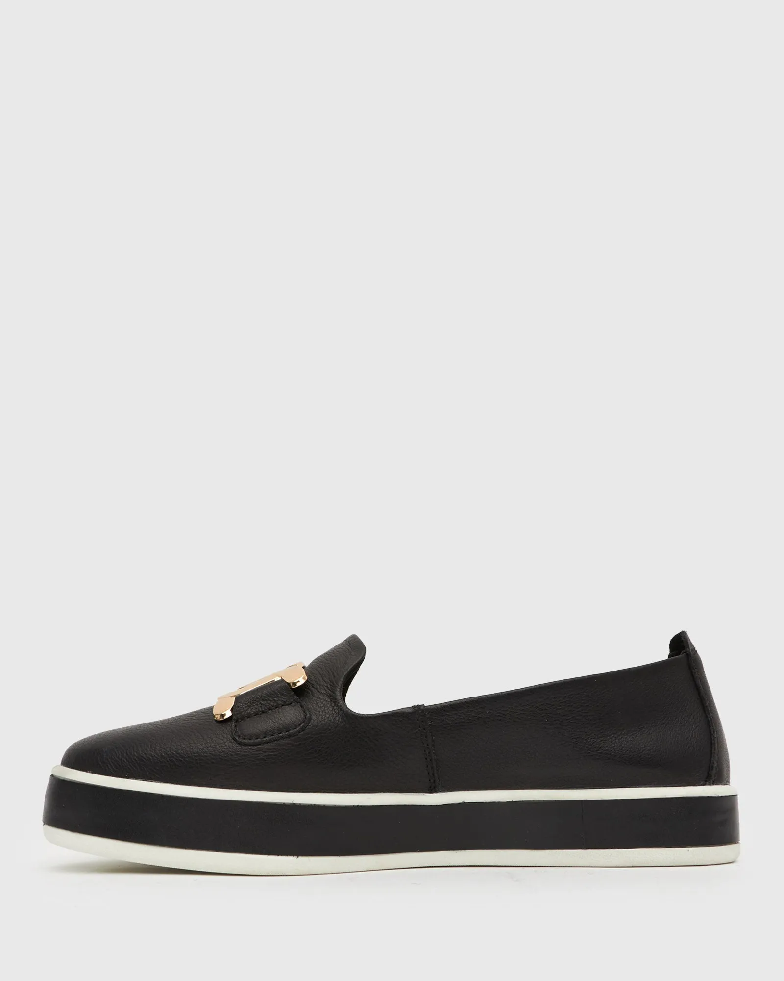PRE-ORDER NED Gold Trim Leather Loafers