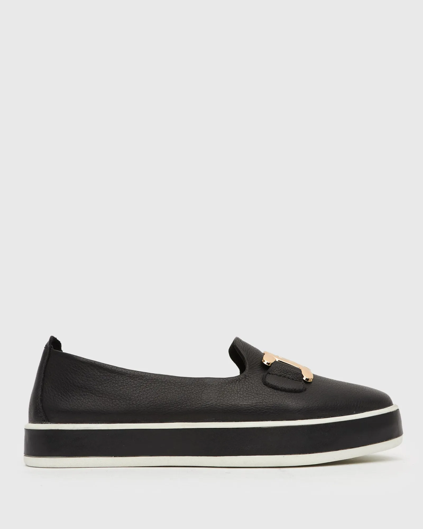 PRE-ORDER NED Gold Trim Leather Loafers