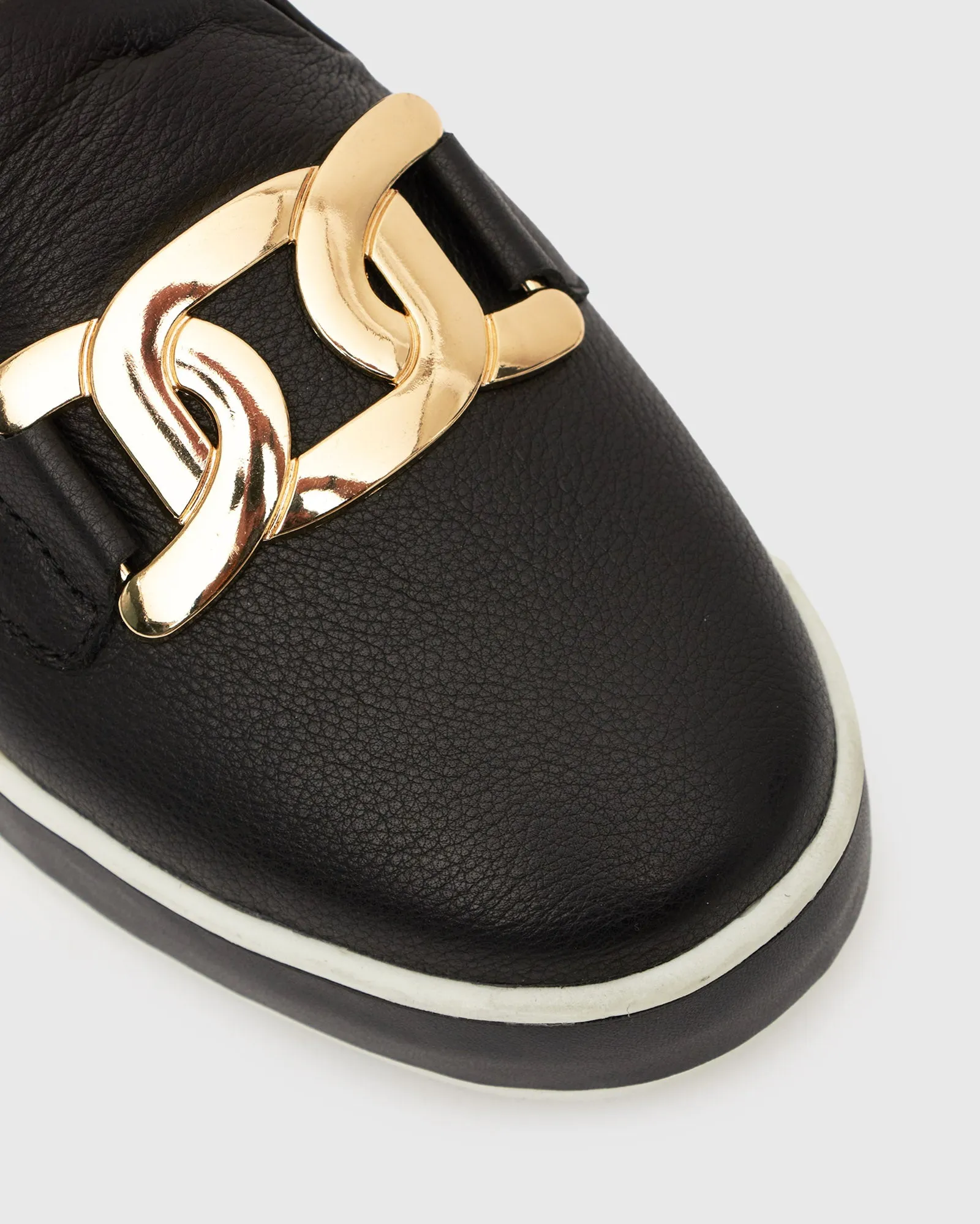 PRE-ORDER NED Gold Trim Leather Loafers