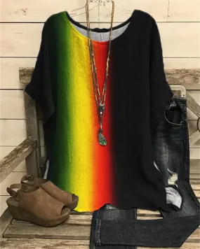 Reggae Lover Rasta Gradient Flowy Short Sleeve Blouse
