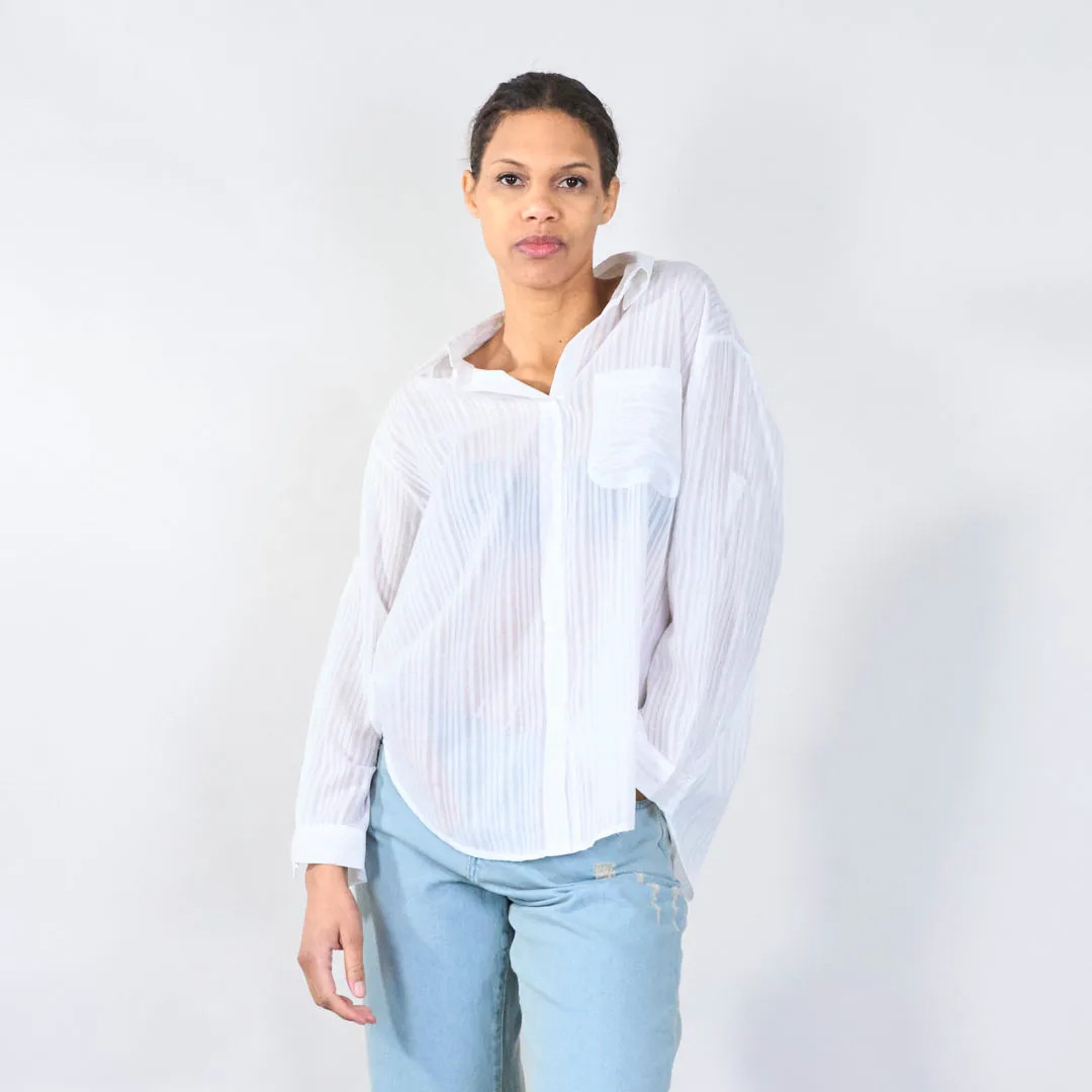 Relaxed button-up blouse with chest pocket wholesale