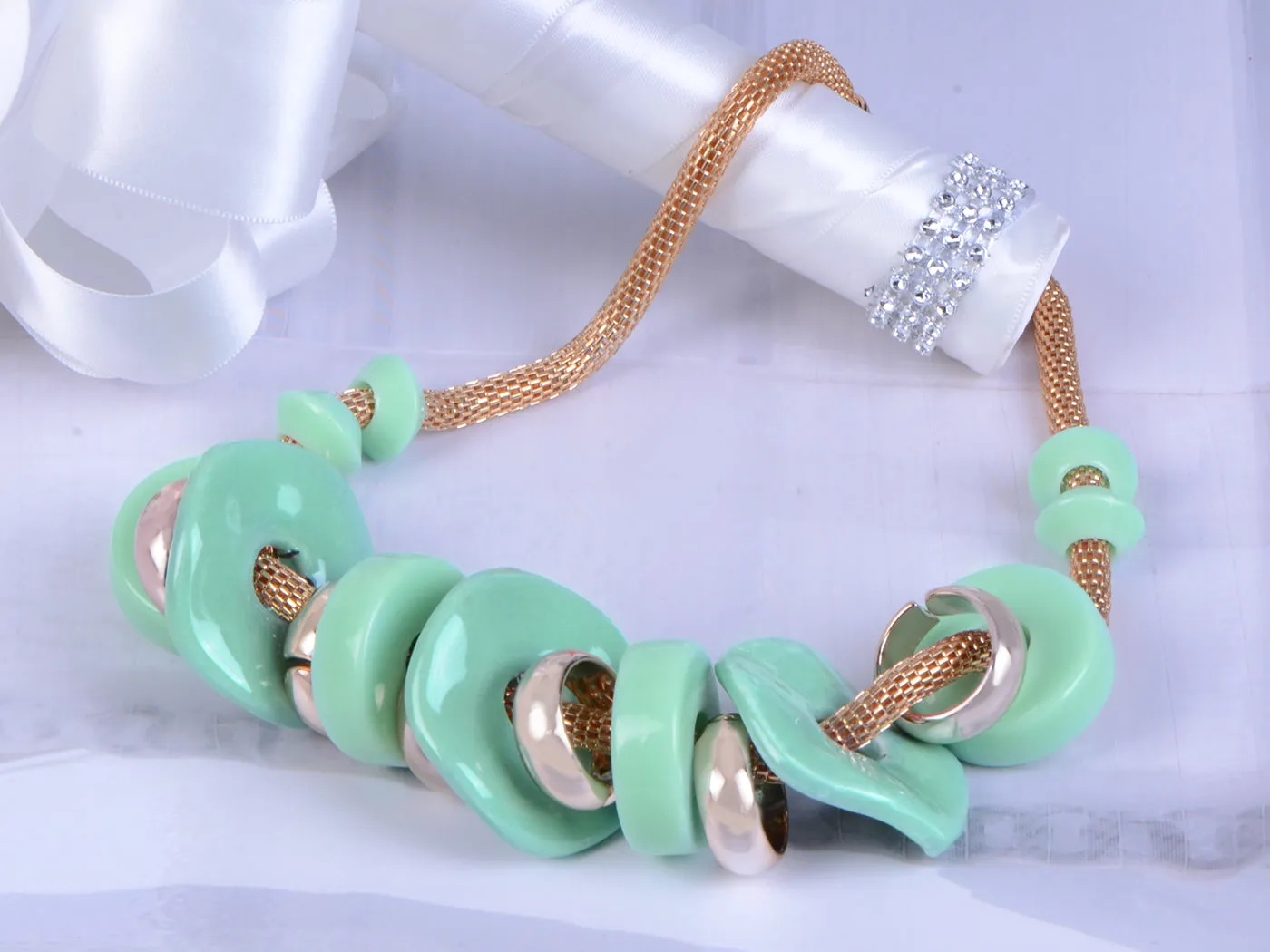 Retro Ring Turquoise Circle Layers Necklace