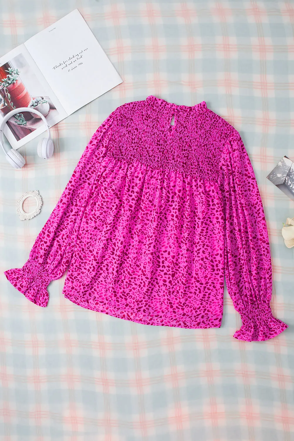 Shirred Puff Sleeve Flowy Blouse