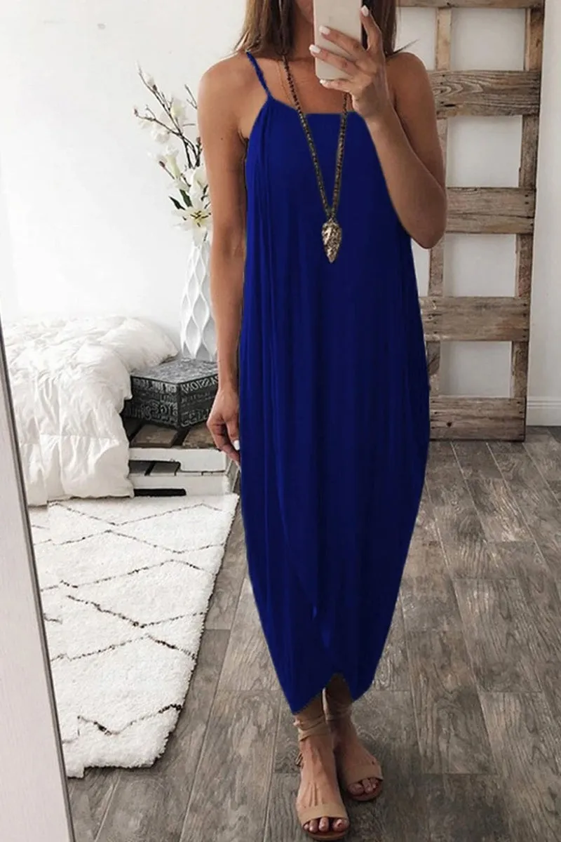 Spaghetti Strap Print Trendy White Knee Length Dress