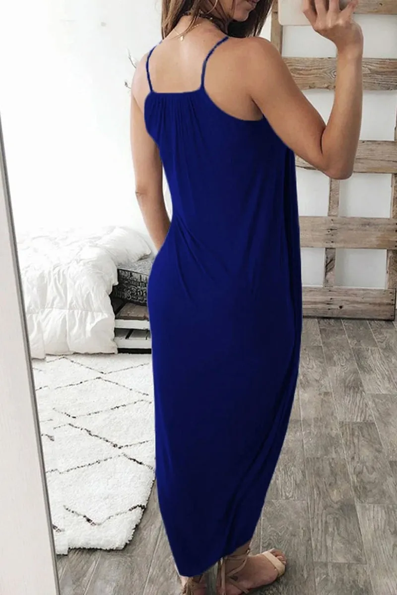 Spaghetti Strap Print Trendy White Knee Length Dress
