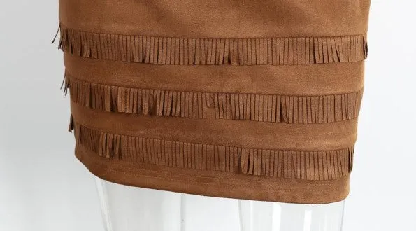 Suede Pencil Skirt In Retro Style
