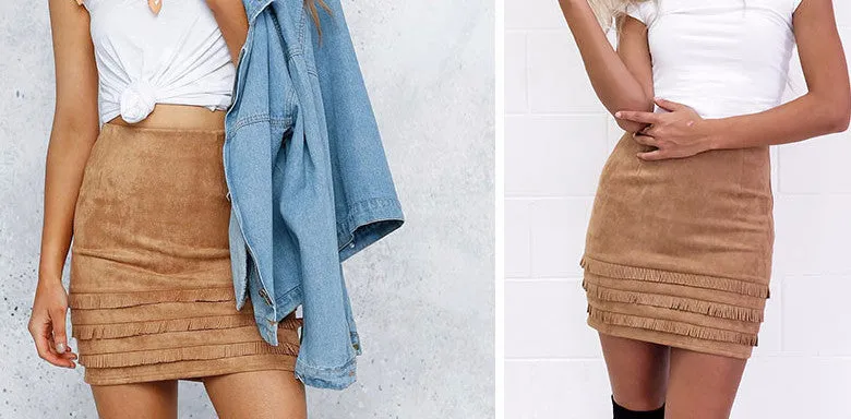 Suede Pencil Skirt In Retro Style