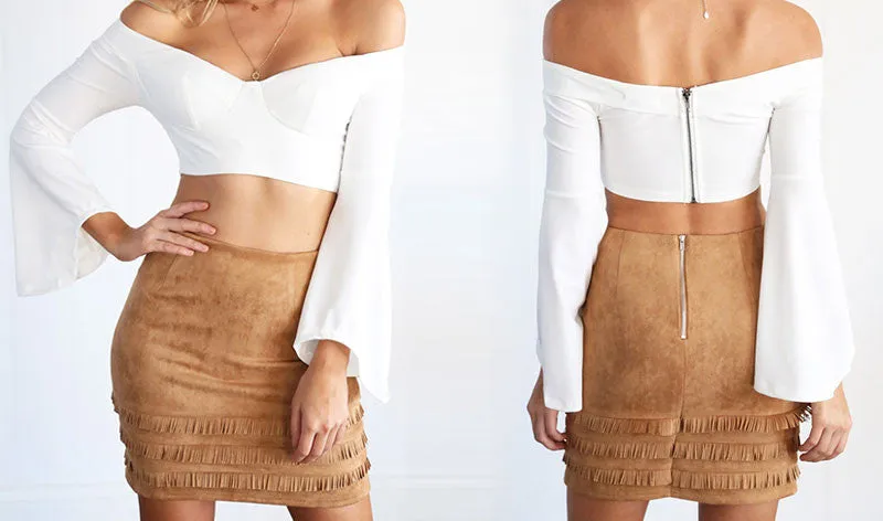 Suede Pencil Skirt In Retro Style
