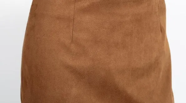 Suede Pencil Skirt In Retro Style