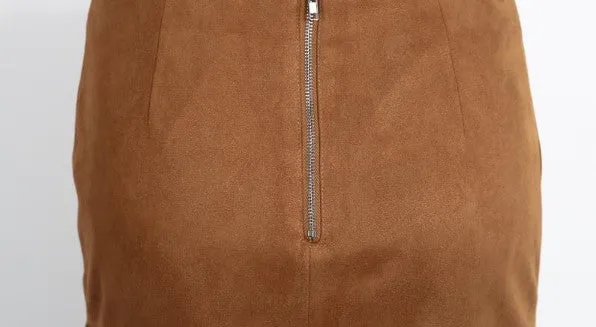 Suede Pencil Skirt In Retro Style
