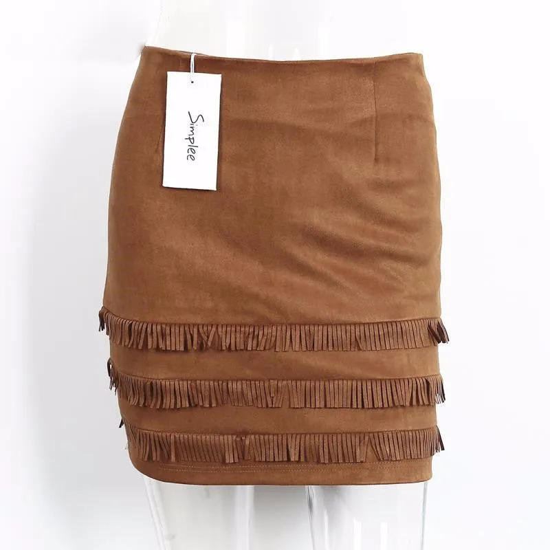 Suede Pencil Skirt In Retro Style