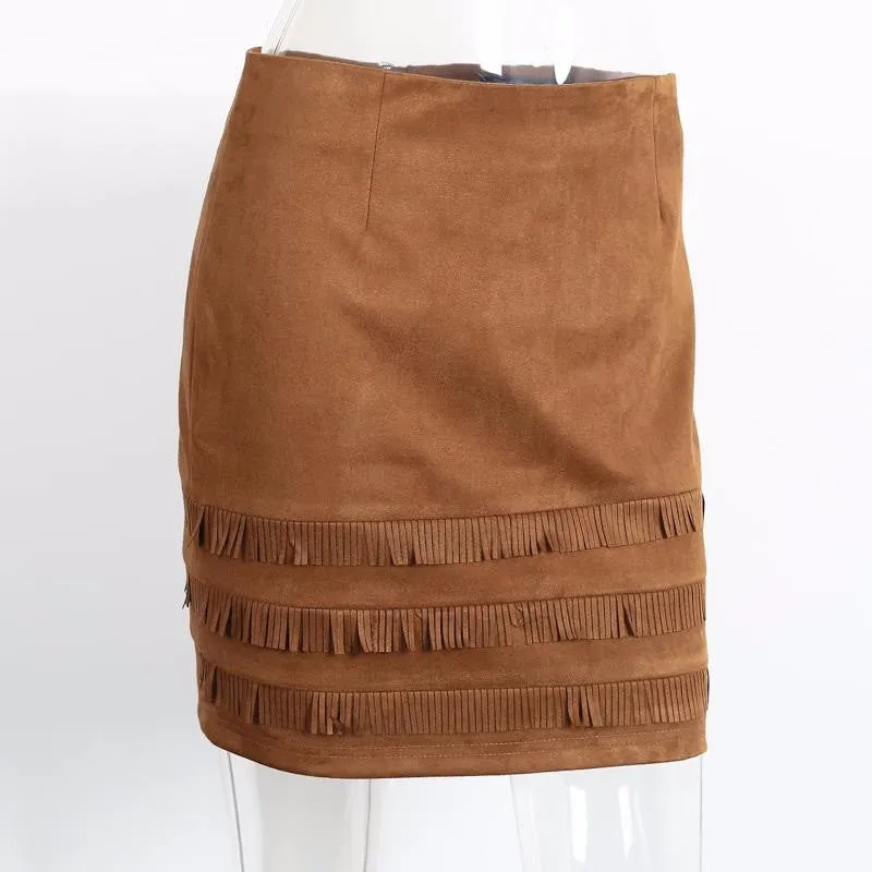 Suede Pencil Skirt In Retro Style