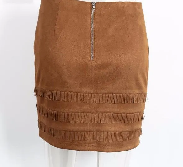 Suede Pencil Skirt In Retro Style
