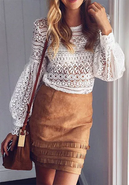 Suede Pencil Skirt In Retro Style