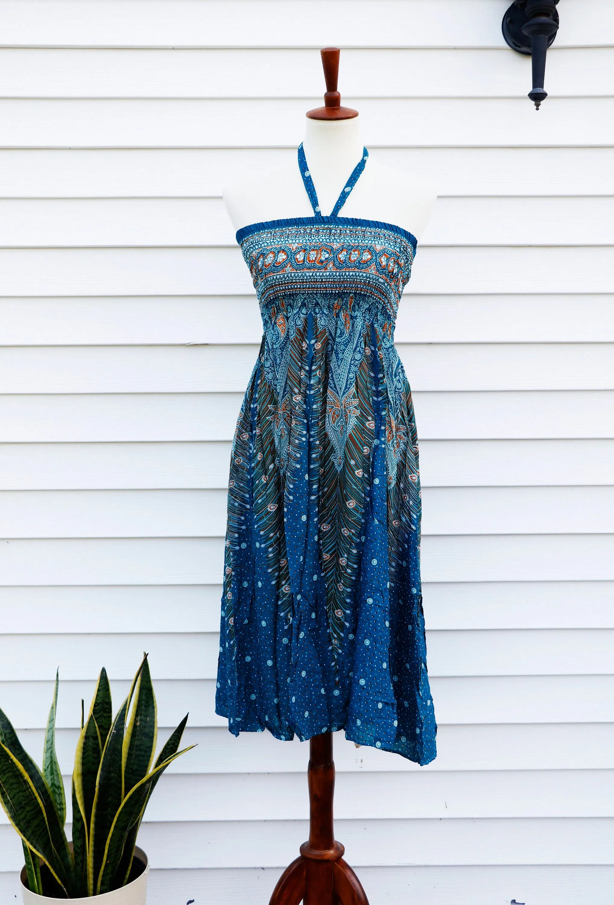 Women Boho Dress/ Hippie Dress/ Wrap Skirt/ Bohemian/ Festival Clothing/ Floral Peacock/ Thailand/ Beach/ Summer/ Long Skirt/ Gypsy dress
