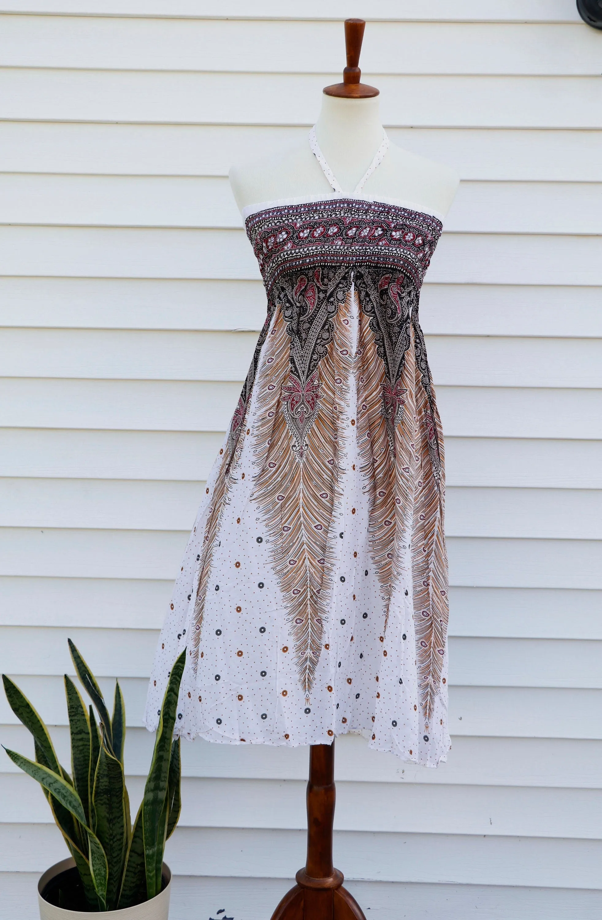 Women Boho Dress/ Hippie Dress/ Wrap Skirt/ Bohemian/ Festival Clothing/ Floral Peacock/ Thailand/ Beach/ Summer/ Long Skirt/ Gypsy dress