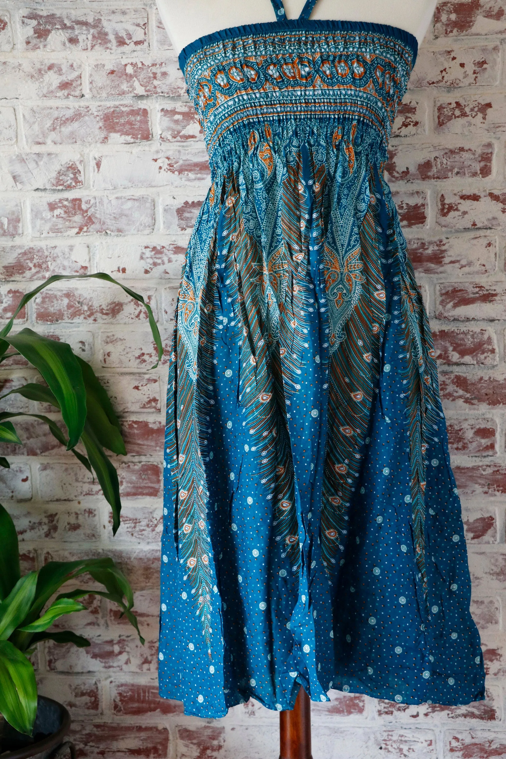 Women Boho Dress/ Hippie Dress/ Wrap Skirt/ Bohemian/ Festival Clothing/ Floral Peacock/ Thailand/ Beach/ Summer/ Long Skirt/ Gypsy dress