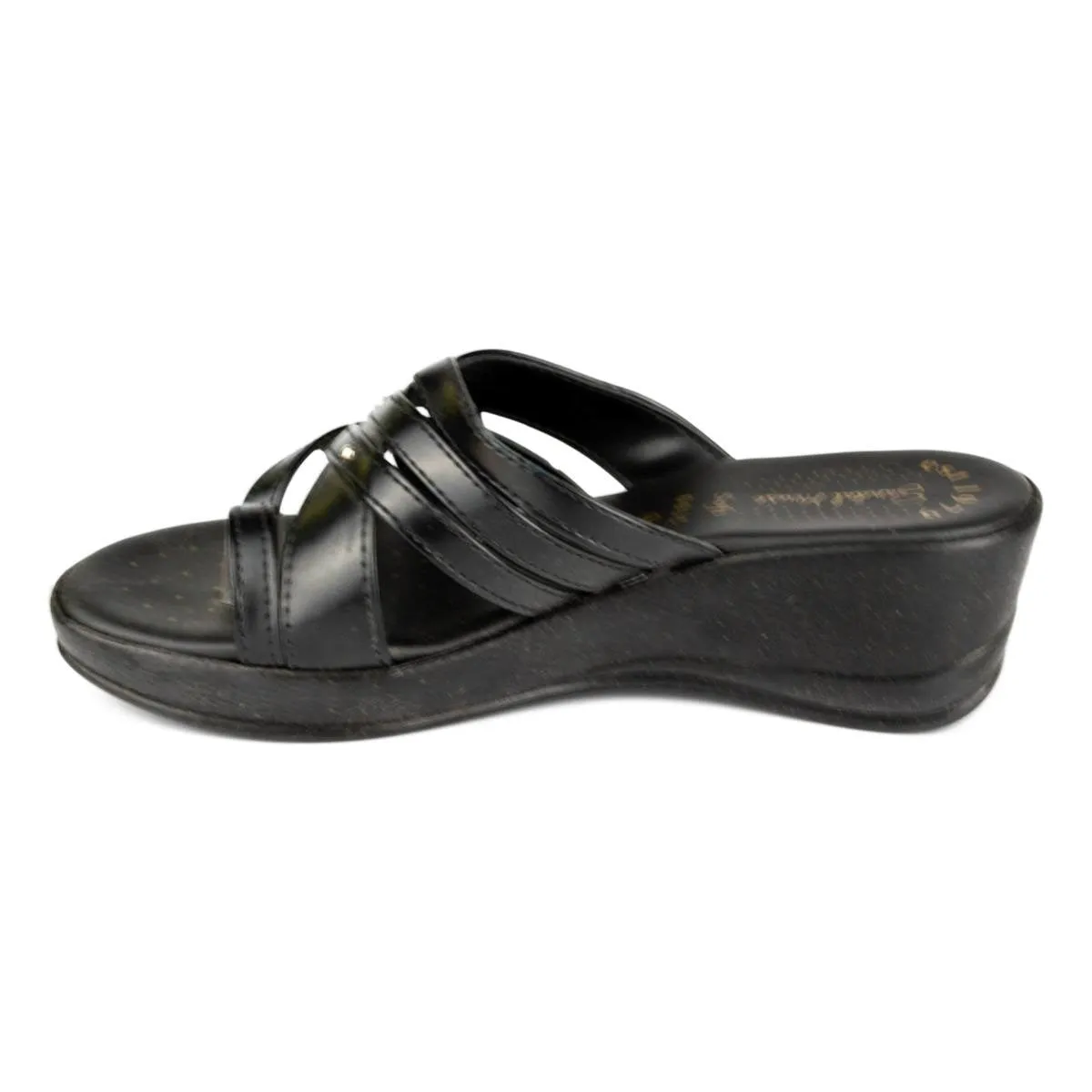 Womens Black Toe Loop Sandal