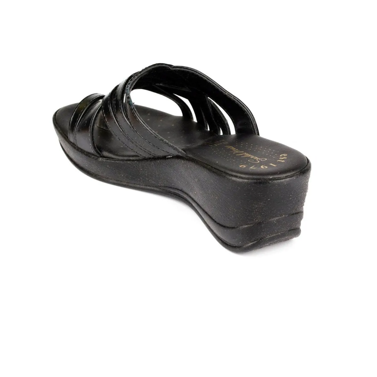 Womens Black Toe Loop Sandal