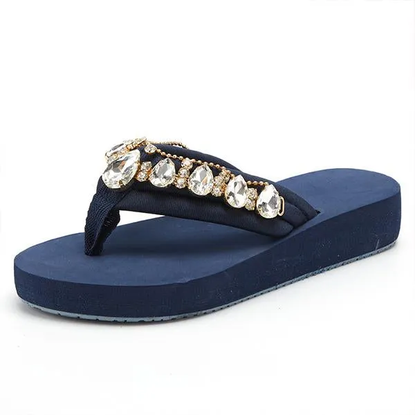 Women's Fashionable Rhinestone Flat Beach Flip Flop 55855807S